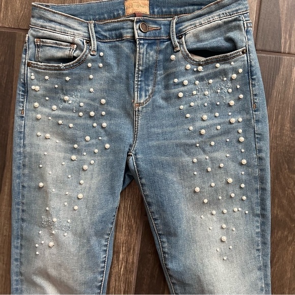 DRIFTWOOD Jackie Pearl Embellished Skinny Jeans Raw Hems Sz 26 - Picture 2 of 9